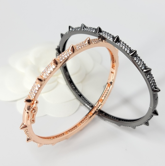Bling Pave CZ Spike Bracelet Cuff Bangle NEW - Picture 7 of 9